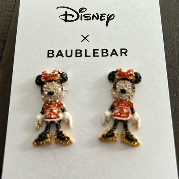 Disney x BAUBLEBAR Minnie Mouse Rhinestone Earrings New - Picture 2 of 5